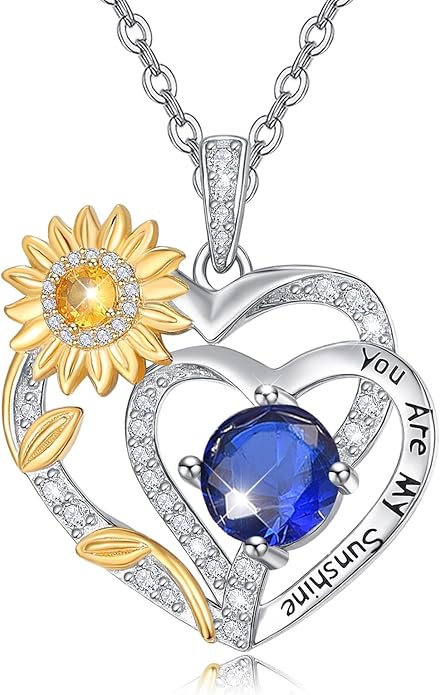 Valentine's Day Gifts for Wife 925 Sterling Silver Double Birthstone Pendant Necklaces I Love You for Always and Forever Necklace Anniversary Birthday Gifts for Wife Girlfriend Mom Her