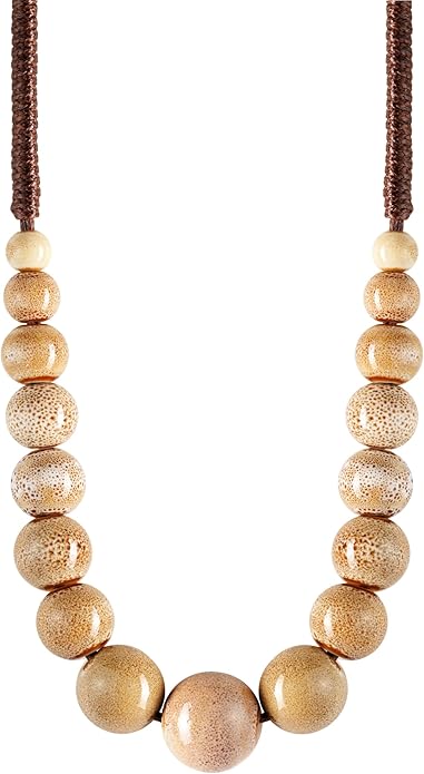 MINACHI Hippie Boho Colorful Ceramic Round Beads Strand Necklace, Bohemian Fashion Statement Jewelry Gift for Women