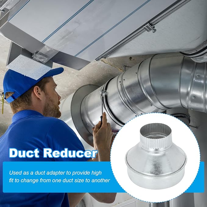 PATIKIL 6 Inch to 3 Inch Duct Reducer, Galvanized Steel Round Air Duct Reducer - Image 4