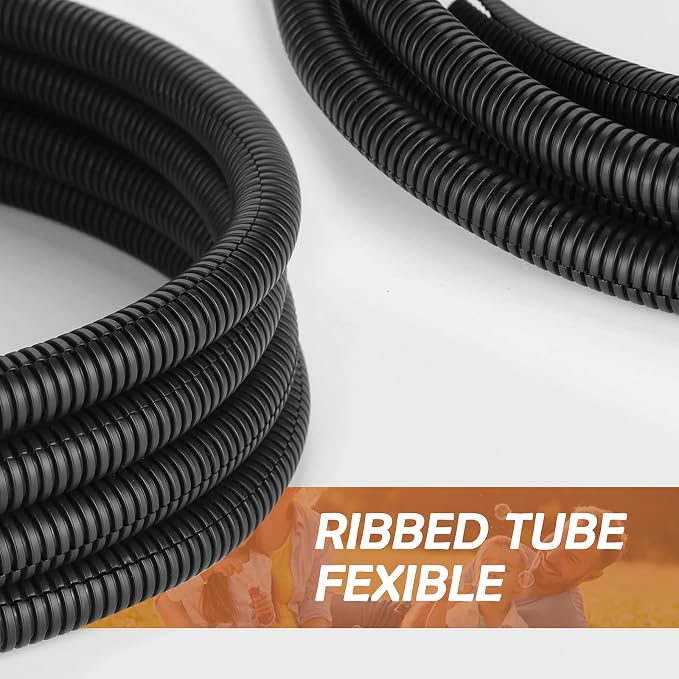20FT 1/2 inch Wire Loom Split Tubing Auto Wire Conduit Flexible Cover Black | - Image 5