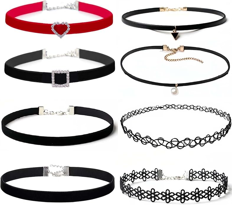 Black Goth Choker Necklace for Women,Black Elegantes Lace Chokers Set,Punk Jewelry Clothes Accessories