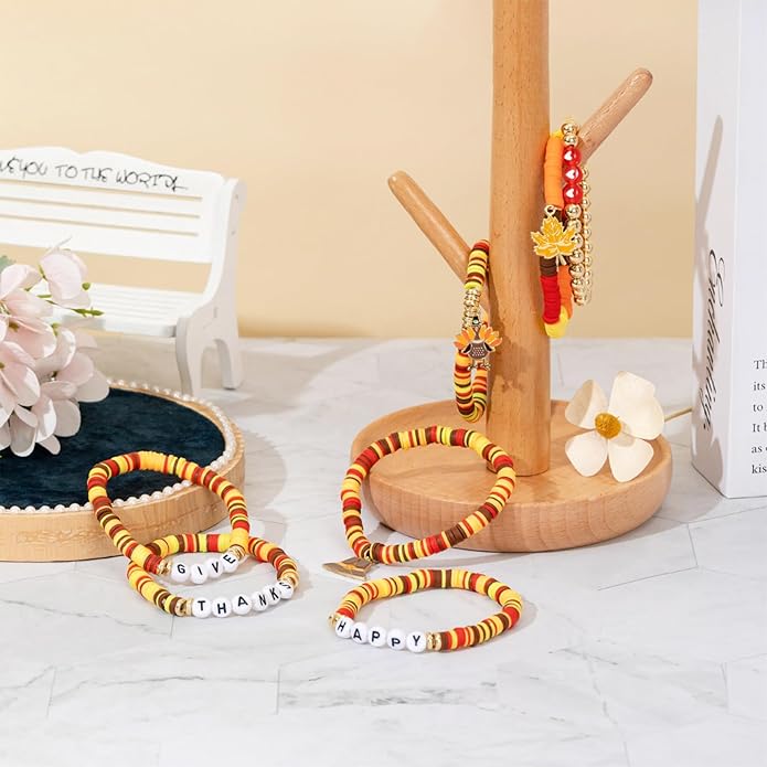 Friendship Beaded Bracelets for Women, Stackable Colorful Surfer Boho Clay Bead Stretch Bracelets