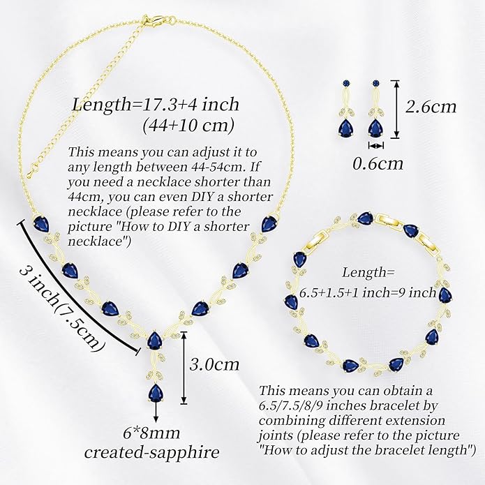 GZWHD Wedding Jewelry Sets for Bride Bridesmaid Women Cubic Zirconia Necklace Earrings Bracelet Set Gift for Mother Friend Wife Daughter Sister Party Prom Jewelry