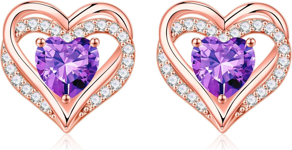 Iefil Valentine Day Gifts for Her - 925 Sterling Silver Heart Stud Earrings Birthday Gifts for Women