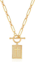 Aobei Pearl 18K Gold Plated Moon Star Lion Evil Eye Love Heart Cross Pendant Necklace Medallion Paperclip Chian Choker Layering Jewery for Women
