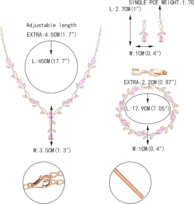 EVER FAITH Bridal Cubic Zirconia Jewelry Sets for Women, White Simulated Pearl Leaf Vine Pendant Wedding Party Necklace Earrings Set for Bridesmaid Bride