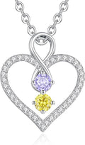 LOUISA SECRET Infinity Double Birthstone Necklace, 925 Sterling Silver Tiny Pendant Heart Necklace for Women Wife Her, Best Jewelry Gift Heart Jewelry Meaningful Gift for Valentine's Day, Christmas, Birthday Anniversary