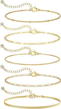 MBW Gold Bracelets for Women Trendy, Dainty 14K Gold Plated Bracelet Stack Beaded Chain Bracelet Set Thin Small Cute Paperclip Bracelets Fashion Waterproof Jewelry Gift Gold Accessories for Women