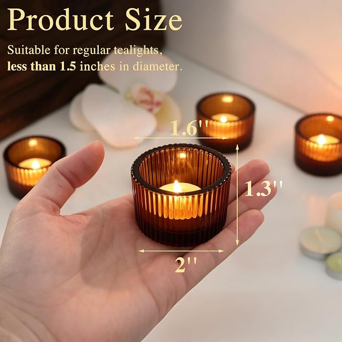 HAVITI 96 Pack Amber Tealight Candle Holders, Glass Votive Candle Holders Fall - Image 2