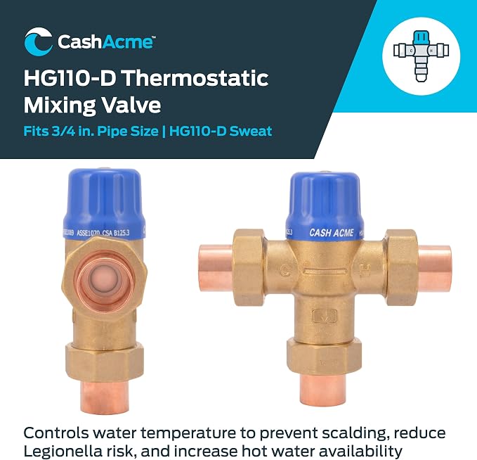 Cash Acme 3/4 Inch HG110-D Sweat Thermostatic Mixing Valve - Image 2