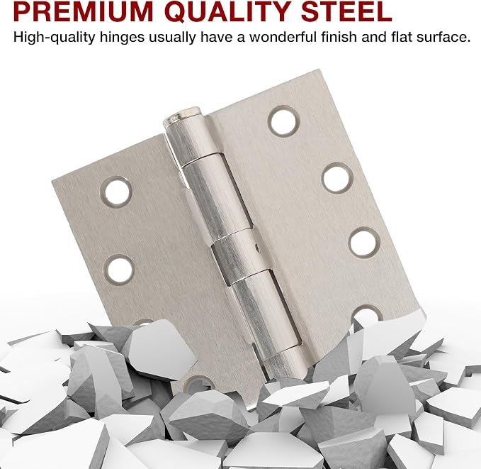 TDCHINGES Heavy Duty Door Hinges Brushed Nickel 4.5" x 4 1/2" Satin Square | 2 - Image 5