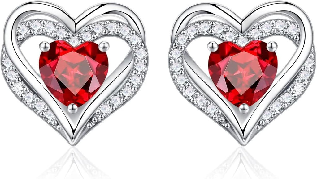 Iefil Valentine Day Gifts for Her - 925 Sterling Silver Heart Stud Earrings Birthday Gifts for Women