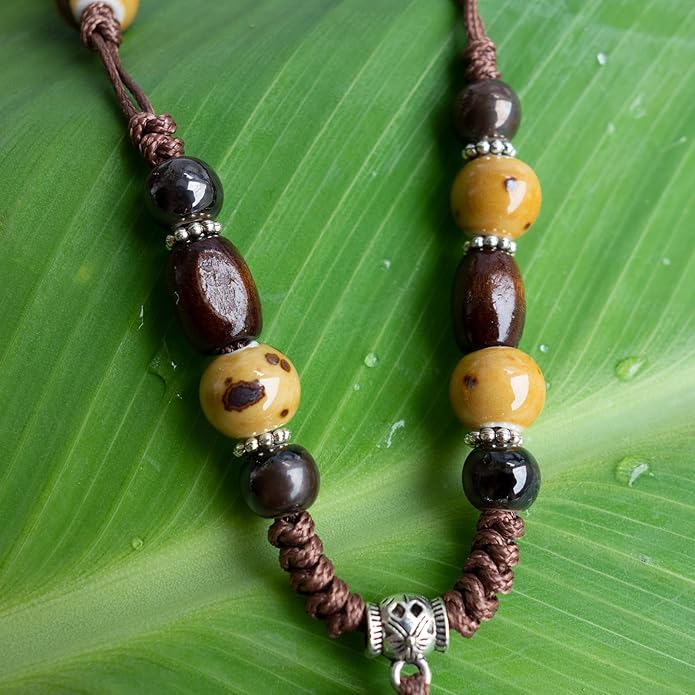 Boho Style Colorful Ceramic Bead Strand Necklace Adjustable Bohemian Jewelry Gift for Women, Fashion Clothing Matching Necklace