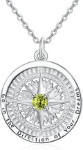 KINGWHYTE Graduation Gifts Birthstone Necklace for Women 925 Sterling Silver Compass Pendant Go in the Direction of your Dream Travel Jewelry Birthday Gift for Her