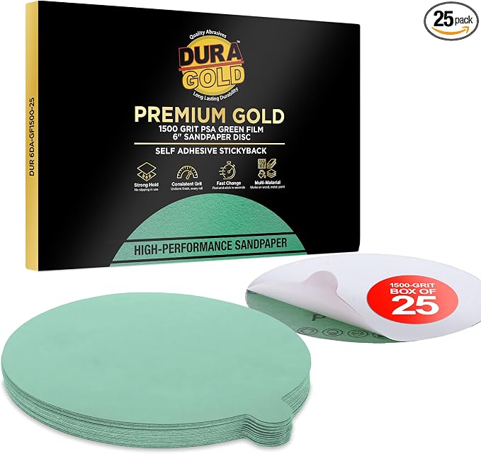 Dura-Gold Premium 6" Green Film PSA Sanding Discs by Dura-Gold