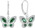 Starchenie Butterfly Earrings for Women 925 Sterling Silver Leverback Earrings Birthstone Butterfly Jewelry Gifts