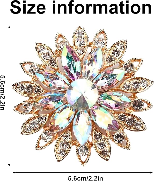 Wanheart Sunflower Brooch Pin Rhinestone Crystal Flower Jewelry Vintage Elegant Brooch for Women Dress Hat Bag Accessories