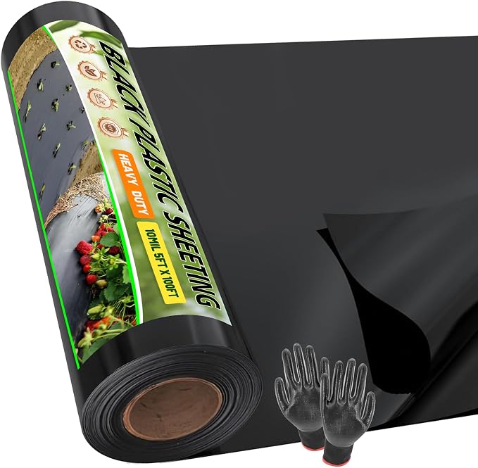 10 Mil 5 FT X 100 FT Plastic Sheeting Heavy Duty Thick LLDPE Black by Auliand