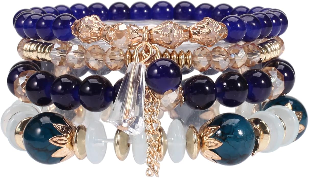 Bracelets Bohe Multilayer Chain Tassel Stackable Charm Stretch Statement Bracelet Set