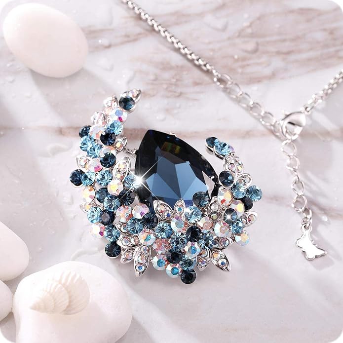Richapex Elegant Crystal Tulip Rose Brooch Pin,Cubic Zirconia Fashion Crystal Jewelry Women's Brooch Pin