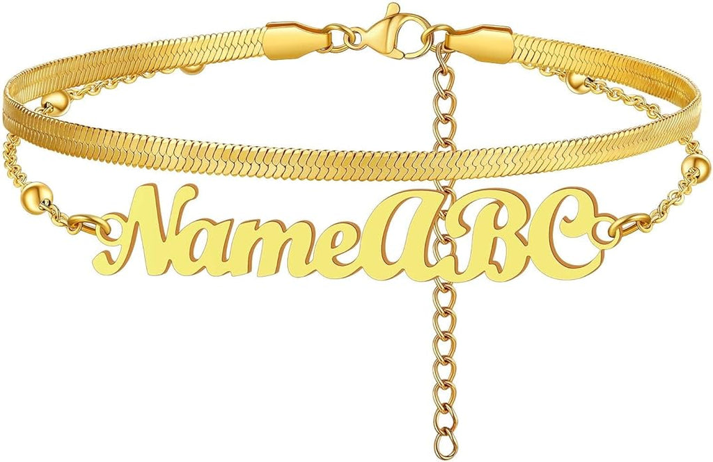 FindChic Custom Ankle Bracelets for Women, Stainless Steel Figaro/Cuban/Wheat/Rope/Herringbone Chain Anklets, Beach Foot Jewelry 8.5''-10.5'' Adjustable & Waterproof, with Gift Box