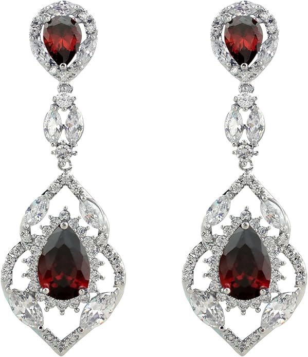SELOVO Wedding Teardrop Dangle Earrings Silver Tone Vintage Chandelier Earrings Zircon
