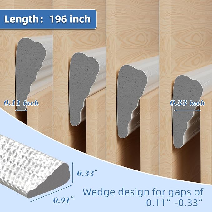 3 Pcs x196”Wedge Weather Stripping Door Seal Strip - Image 3