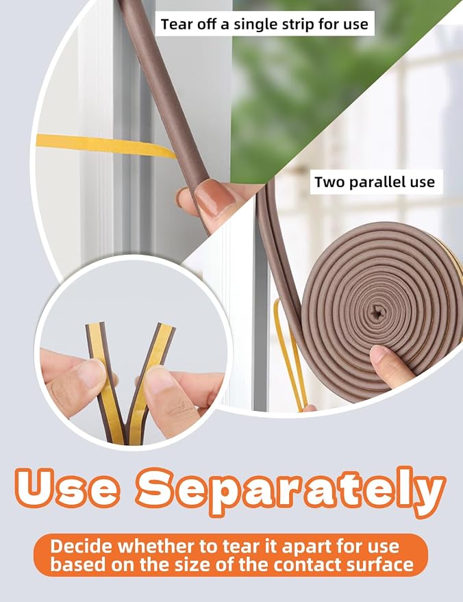 Brown Door Weather Stripping, Self Adhesive Door Seal Strip, Door Soundproofing - Image 4