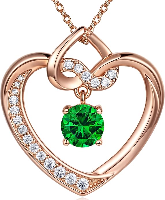 Heart Birthstone Necklaces Gifts for Women Wife, Jewelry for Women Wedding Anniversary Birthday Gifts for Wife Girlfriend Mom Christmas Valentines Gifts S925 Sterling Silver