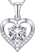 Heart Moissanite Birthstone Necklaces Anniversary/Birthday/Best Friend/Girlfriend/Wife Gifts for Her 925 Sterling Silver Pendant Necklace for Women