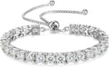 1.2-12 CTTW Moissanite Tennis Bracelet for Women, Adjustable 2-5mm D Color VVS1 Round Cut Moissanite Bolo Bracelet, 18K Gold Plated 925 Sterling Silver Simulated Diamond Bracelet Gifts for Women Her