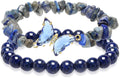 Artlunar Purple Butterfly Healing Bracelet, Gift Charm Jewelry with Beaded Bracelet for Women