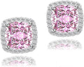 YOMELA Cubic Zirconia Earrings Studs, Halo CZ Birthstone Simulated Diamond Stud Earrings for Women
