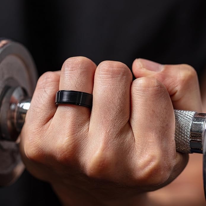 ThunderFit Silicone Rings for Men - 7 Rings / 4 Rings / 1 Ring Step Edge Rubber Wedding Bands 10mm Wide - 2.5mm Thick