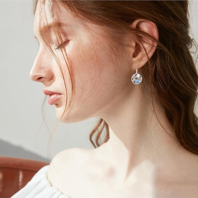 Turtle Earrings for Women S925 Sterling Silver Hawaii Blue Opal Sea Starfish Dangle Earring Tortoise Drop Animal Statement Ocean Summer Beach Vacation Jewelry Mothers Day Christmas Gift