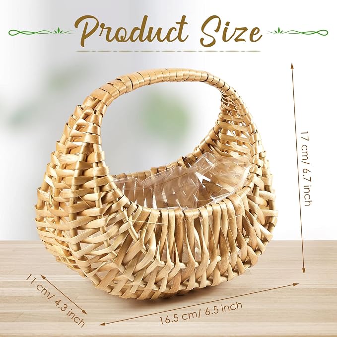 1 Pack Flower Girl Basket with Handle, 6.7 x 6.5 x 4.3 Inch, Nature | 6.7 x 6.5 - Image 2