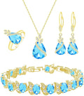 GZWHD Jewelry Set for Women CZ Earrings Necklace Ring Bracelet Set Prom Party Wedding Jewelry Gift for Mother Friend Wife