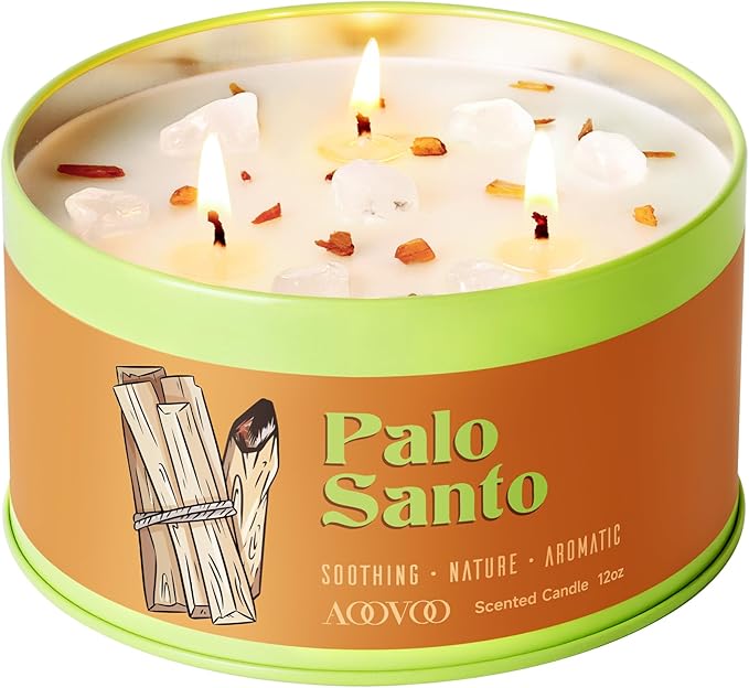 AOOVOO Palo Santo Candle for Meditation & Cleansing - 12oz Scented Candle | 3 by AOOVOO