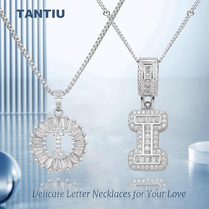 14K Gold Plated Alphabet Necklace Cubic Zirconia Letter Pendant, Personalized Name Jewelry Gift for Women, Customizable A-Z, Birthday/Mothers Day Gifts for Womens