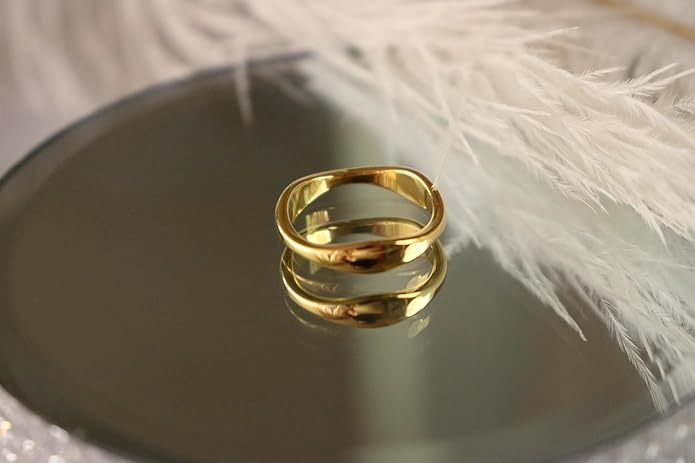 Elegant 18K Gold Plated Stainless Steel Ring – Fine Metal-Plated Jewelry with Durable, Scratch-Resistant Design for Daily Wear & Special Occasions