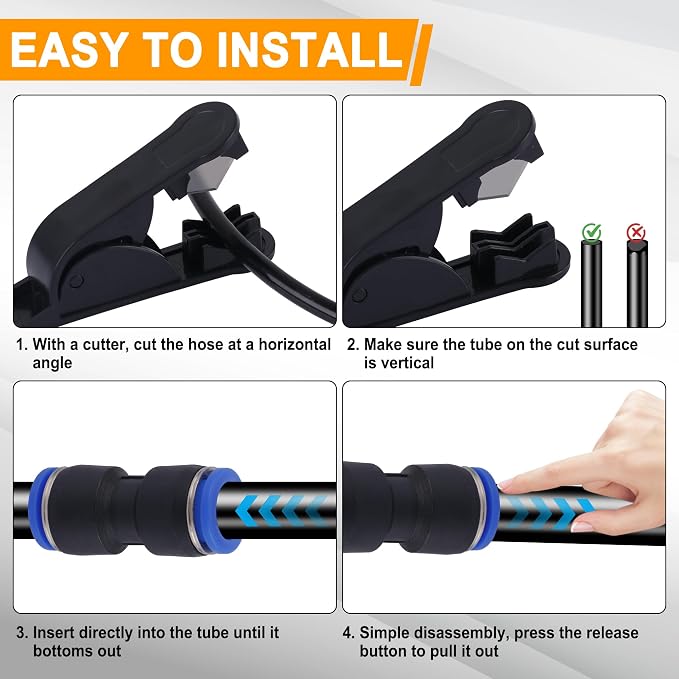 200PCS Pneumatic Push to Connect Air Fittings Straight Union Kit | 1/8" 1/4" - Image 5