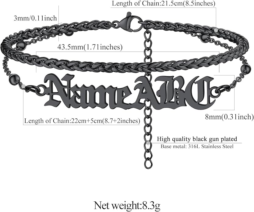 FindChic Custom Ankle Bracelets for Women, Stainless Steel Figaro/Cuban/Wheat/Rope/Herringbone Chain Anklets, Beach Foot Jewelry 8.5''-10.5'' Adjustable & Waterproof, with Gift Box