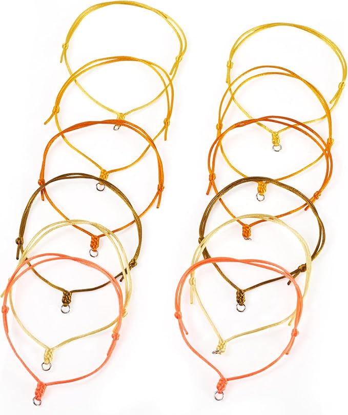 60Pcs Adjustable Braided Cord Colorful Waxed Thread Half Finished Bracelet with Jump Rings Knotting Bracelet Ropes for Wrist DIY Women Jewelry Friendship Bangle Decor 2-3/8 Inch Long-Yellow