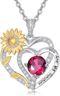 Valentine's Day Gifts for Wife 925 Sterling Silver Double Birthstone Pendant Necklaces I Love You for Always and Forever Necklace Anniversary Birthday Gifts for Wife Girlfriend Mom Her