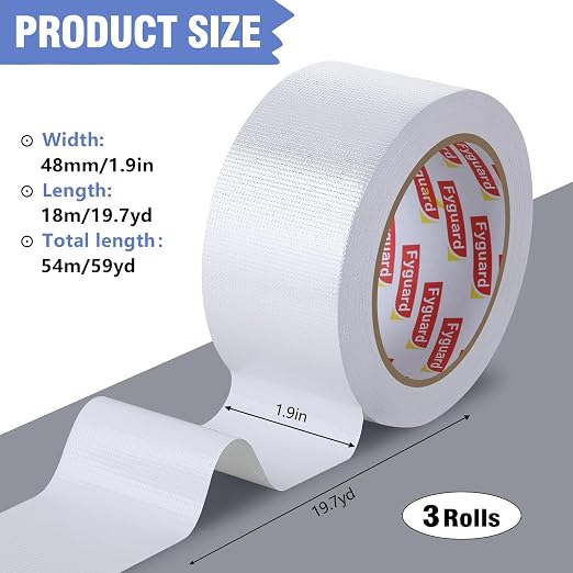 3 Pack White Duct Tape 2IN x 60Yd Total Heavy Duty Waterproof Tape | All - Image 2