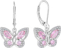 Starchenie Butterfly Earrings for Women 925 Sterling Silver Leverback Earrings Birthstone Butterfly Jewelry Gifts
