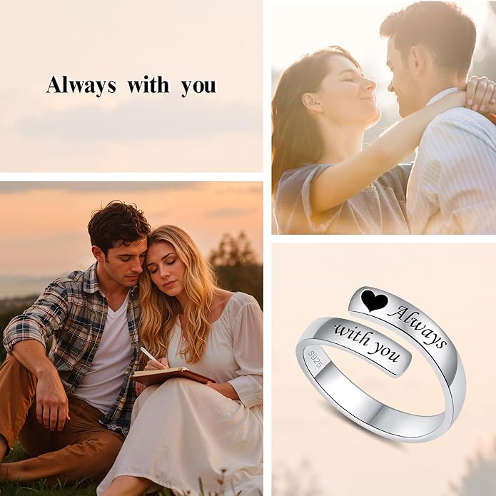 Adjustable Hope Rings 925 Sterling Silver Always with you Ring Inspirational Jewelry Encouragement Gifts for Women