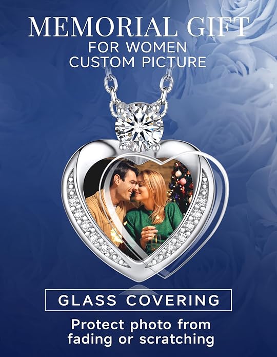 MomentWish Heart Necklace for Women Moissanite, Simulated Diamond, 925 Sterling Silver