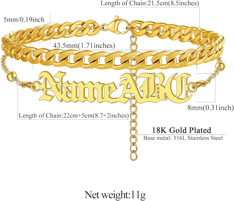 FindChic Custom Ankle Bracelets for Women, Stainless Steel Figaro/Cuban/Wheat/Rope/Herringbone Chain Anklets, Beach Foot Jewelry 8.5''-10.5'' Adjustable & Waterproof, with Gift Box