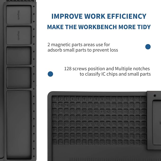 HengTianMei-202 Black Magnetic Repair Work Mat Heat Resistant 932°F, Silicone - Image 4